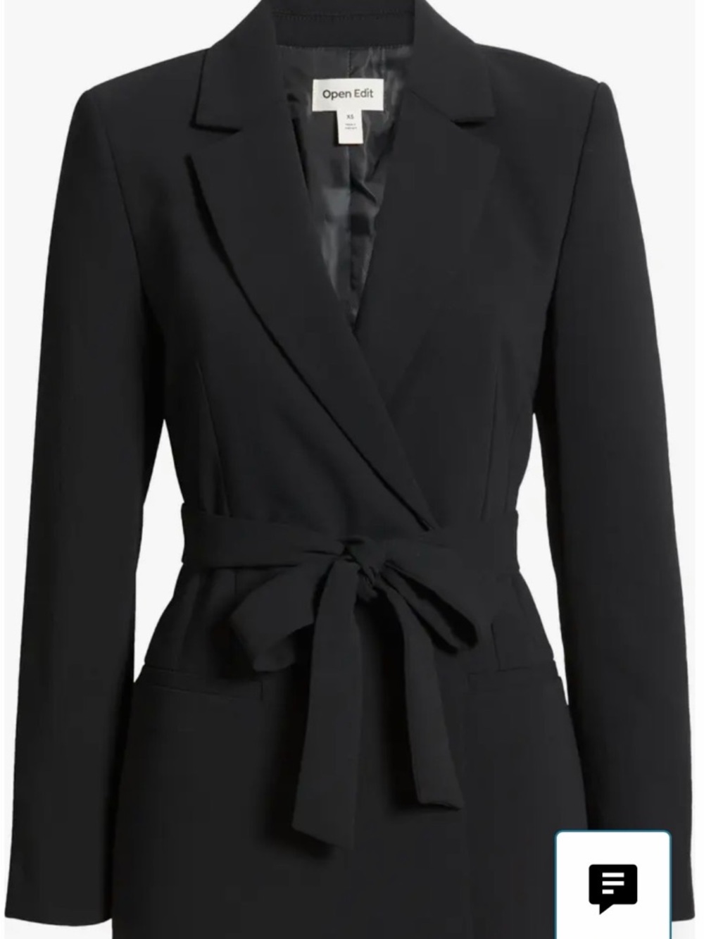 Nordstrom Open Edit Black Tie-Waist Blazer size small